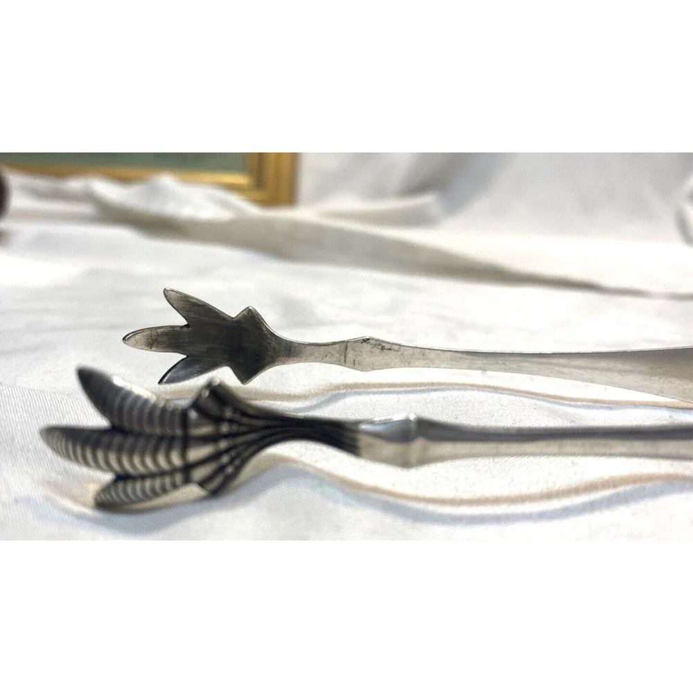 Antique Claw SUGAR CUBE TONGS BY ROGERS BROS Silver-Plated SHELL PATTERN